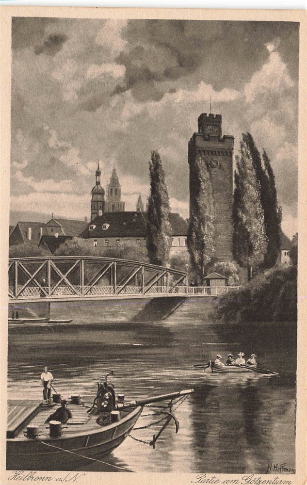 AK Heilbronn a.N. (74072), Partie am Götzenturm, n. gelaufen