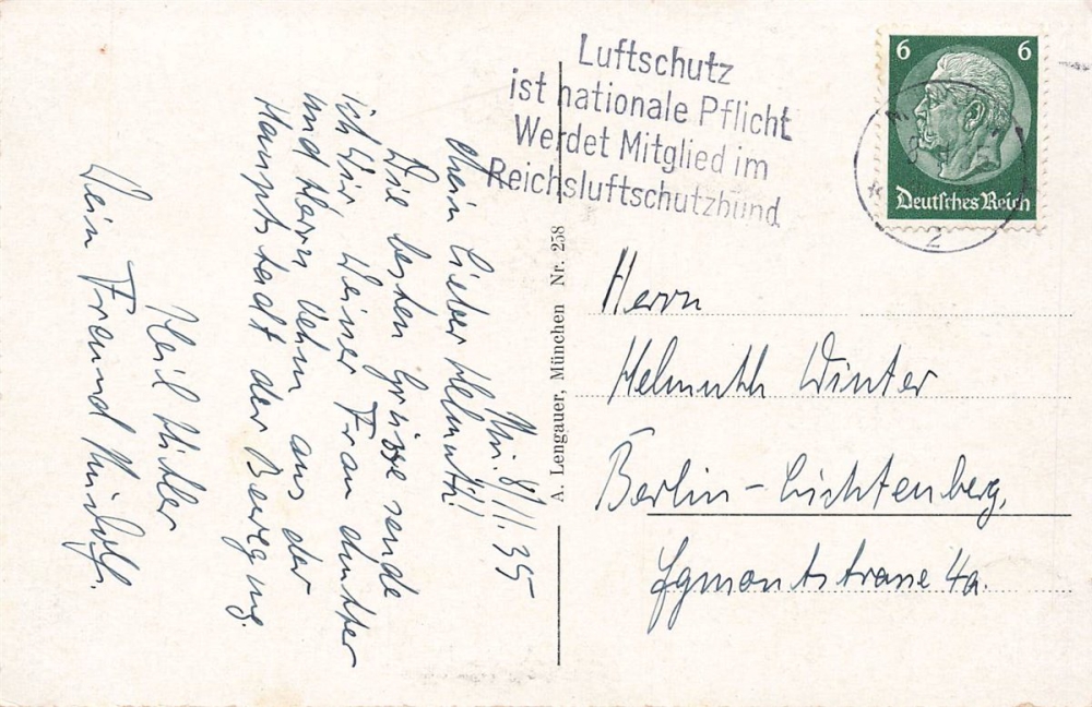 AK München (23552), Bavaria mit Ruhmeshalle, gelaufen 08.11.1935