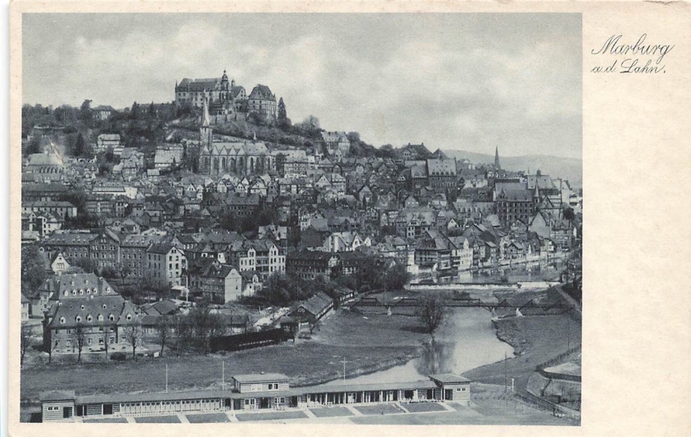 AK Marburg (35037), Ortsansicht, n. gelaufen