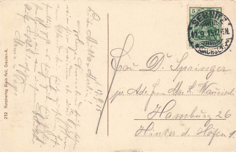 AK Sebnitz (01851), Blick auf Sebnitz, gelaufen am 17.09.1915 (Sebnitz)