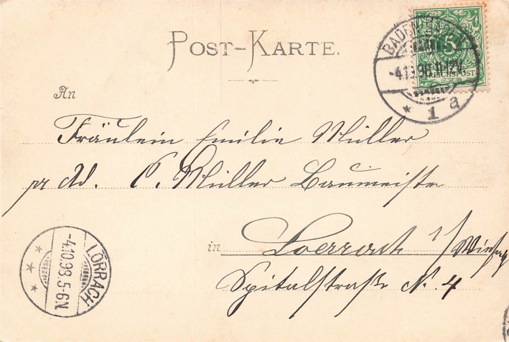 AK Baden-Baden (76530), Schloß Favorite bei Mondschein., gelaufen am 04.10.1898 (Lorrach)