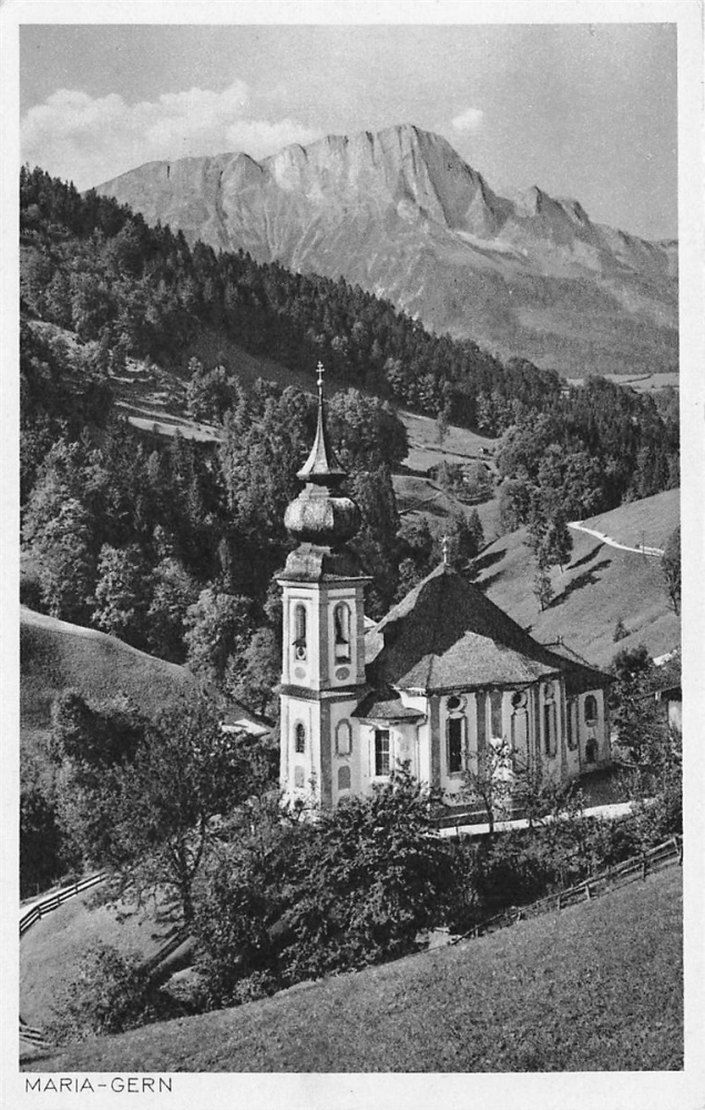 AK Berchtesgaden (83471), Maria-Gern mit dem Untersberg, n. gelaufen
