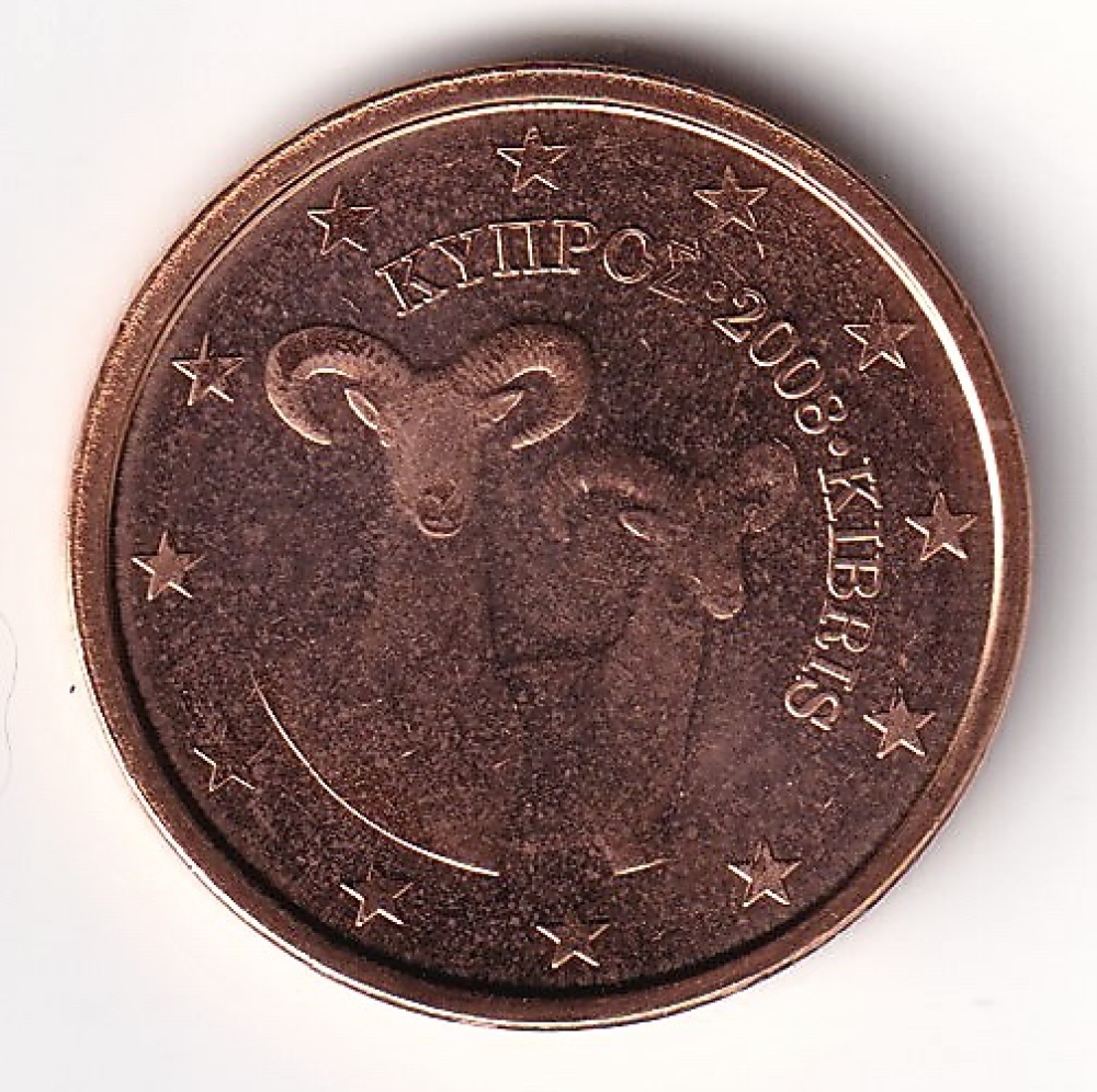 2 Cent Münze Zypern - 2008 - "Mufflons"