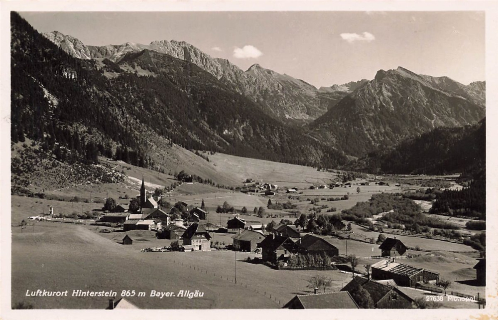 AK Hinterstein (87541), Sommer- und Wintersportplatz Hinterstein , gelaufen am 13.06.1938 (Hinterstein)