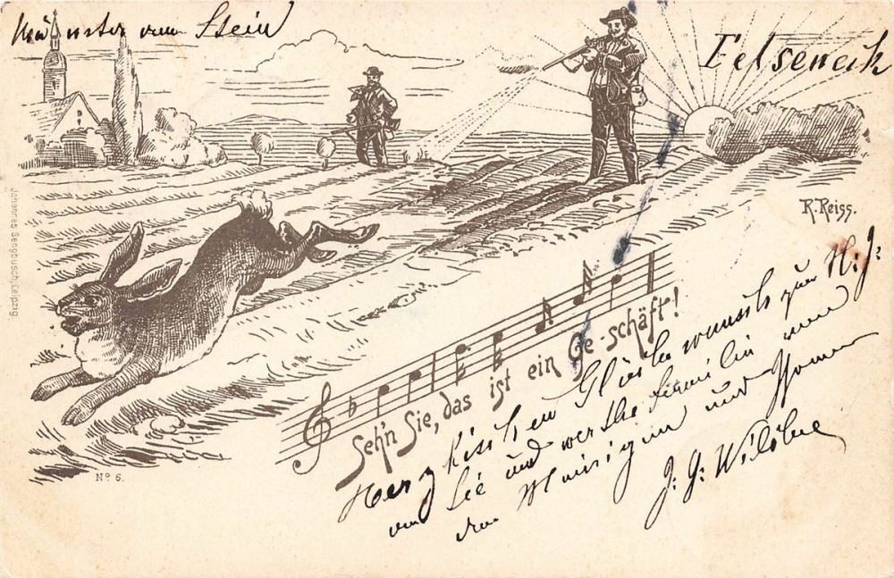 AK Künstlerkarte "Seh'n Sie, das ist ein Ge schäft !", gelaufen am 11.12.1896 (Kreuznach)