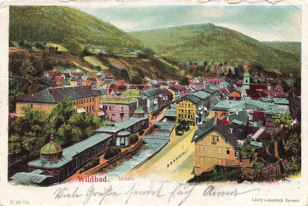 AK Bad Wildbad (75323) Wildbad - Total, gelaufen am 27.07.1904 (Schwenningen)