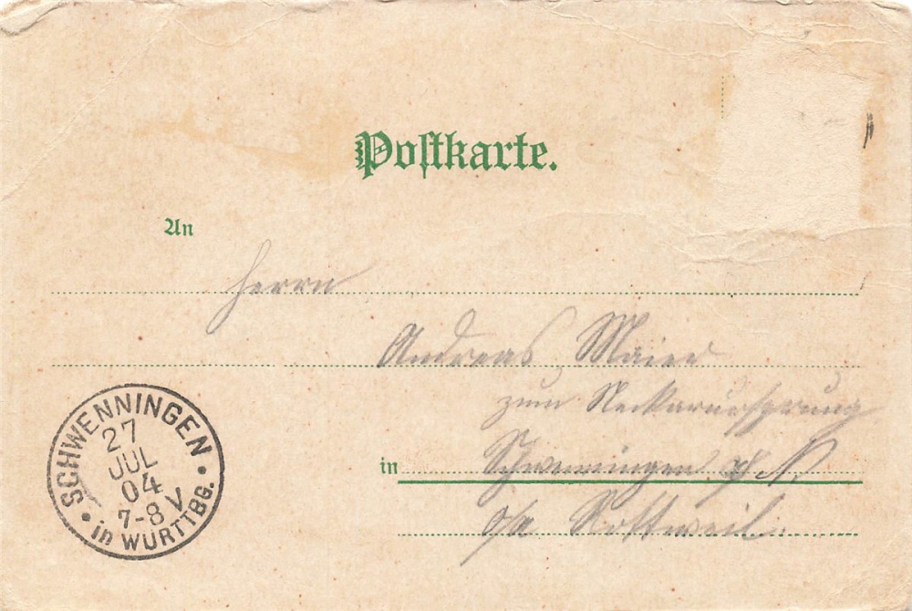 AK Bad Wildbad (75323) Wildbad - Total, gelaufen am 27.07.1904 (Schwenningen)