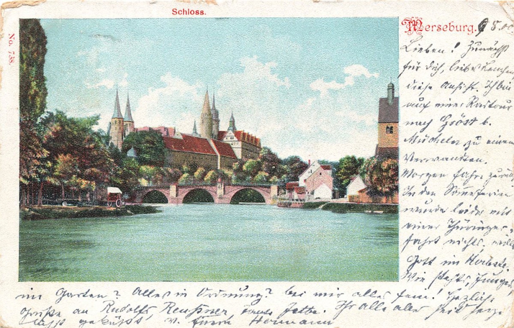 AK Merseburg (06217) Merserburg - Schloss, gelaufen am 10.08.1900 (Pössneck)