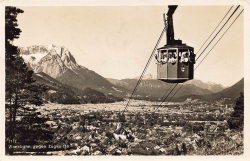 AK Garmisch-Partenkirchen (82467) Wankbahn gegen Zugspitze, n. gelaufen