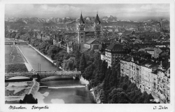 AK München (23552) Blick über die Isar, gelaufen am 02.08.38