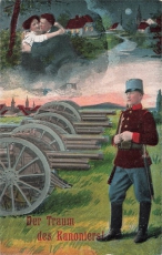 AK Künstlerkarte, 1.WK, Ung / Österreich Armee, "Der Traum des Kanoniers", n. gelaufen