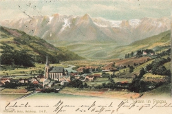 AK St. Johann im Pongau (5600), Ortsansicht, gelaufen 13.08.1903