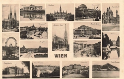 AK Wien (1010), Mehrbildkarte, Ansichten von Wien, gelaufen