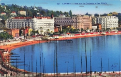 AK Cannes (F-06400), Vue sur la Croisette et les Hotel, gelaufen am 04.10.1935