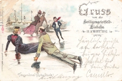 AK Hamburg (20095) Littho, "Gruß von der Heiligengeistfeld-Eisbahn", gelaufen am 08.02.1907