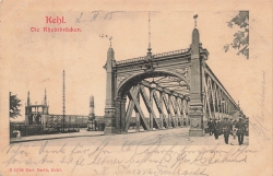 AK Kehl (77694), Die Rheinbrücke, gelaufen am 03.04.1895