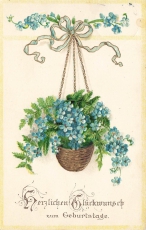 AK Weltpostverein, "Herzlichen Glückwunsch zum Geburtstag", gelaufen 13.02.1910