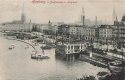 AK Hamburg (20095), J ungfernstieg u. Alsterdam, gelaufen am 18.03.1907