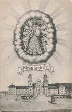 AK Einsiedeln, Künstlerkarte von "Einsiedeln", n. gelaufen