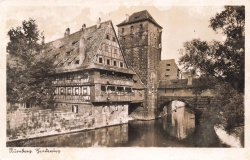 AK Nürnberg (90402), Brücke über die Pegnitz, n. gelaufen