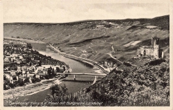 AK Bernkastel-Kues (54470),Mosel mit Burgruine Landshut, n. gelaufen
