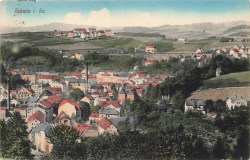 AK Sebnitz (01851), Blick auf Sebnitz, gelaufen am 17.09.1915 (Sebnitz)