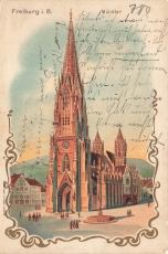 AK Freiburg im Breisgau (79098), Münster, gelaufen am 22.02.1909 (München)