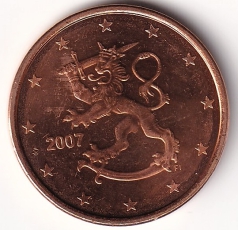 5 Cent Münze Finnland - 2007 - "Löwe mit Schwert und Krone"
