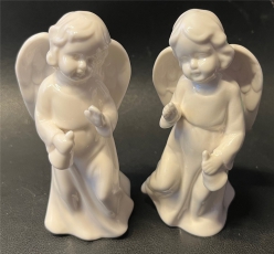 Weiße Keramik Cherub Figuren "Spielende Musikanten"