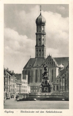 AK Augsburg (86150), Ulrichinünster mit dem Herkülesleünnen, n. gelaufen