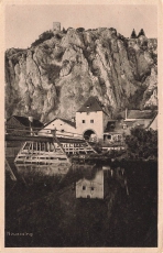 AK Kelheim (93309), Altmühlbrücke u. Tor in Neuessing mit Blick auf Ruine Randeck, n. gelaufen