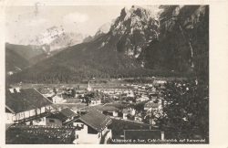 AK Mittenwald (82481),Café Schönblick auf Karwendel, BAHNPOST 15.07.1934 (München)
