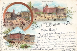 AK Berlin (10115) Guss aus Berlin, gelaufen am 21.08.1896 (Berlin)