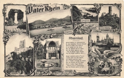 AK Künstlerkarte, Gruss vom Vater Rhein, BAHNPOST gelaufen am 10.12.1912
