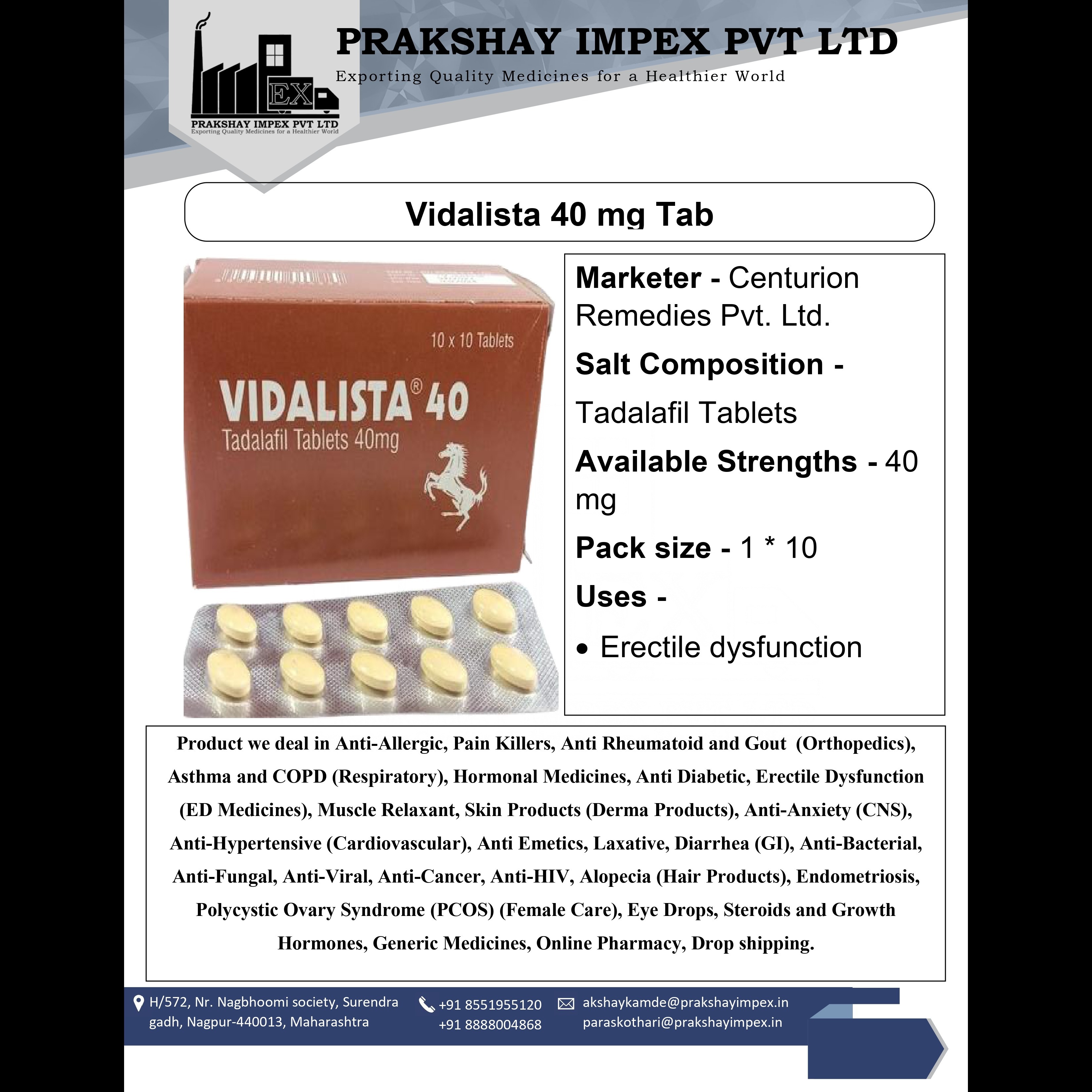 Tadalafil Vidalista 40 Mg